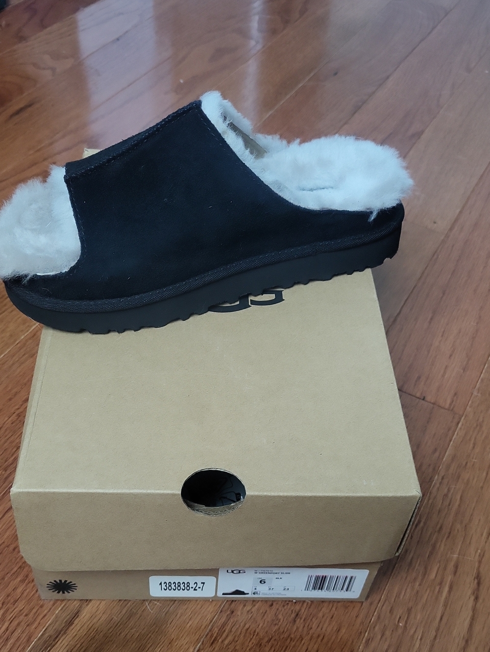 UGG Black Shearling-Lined Slide Mule